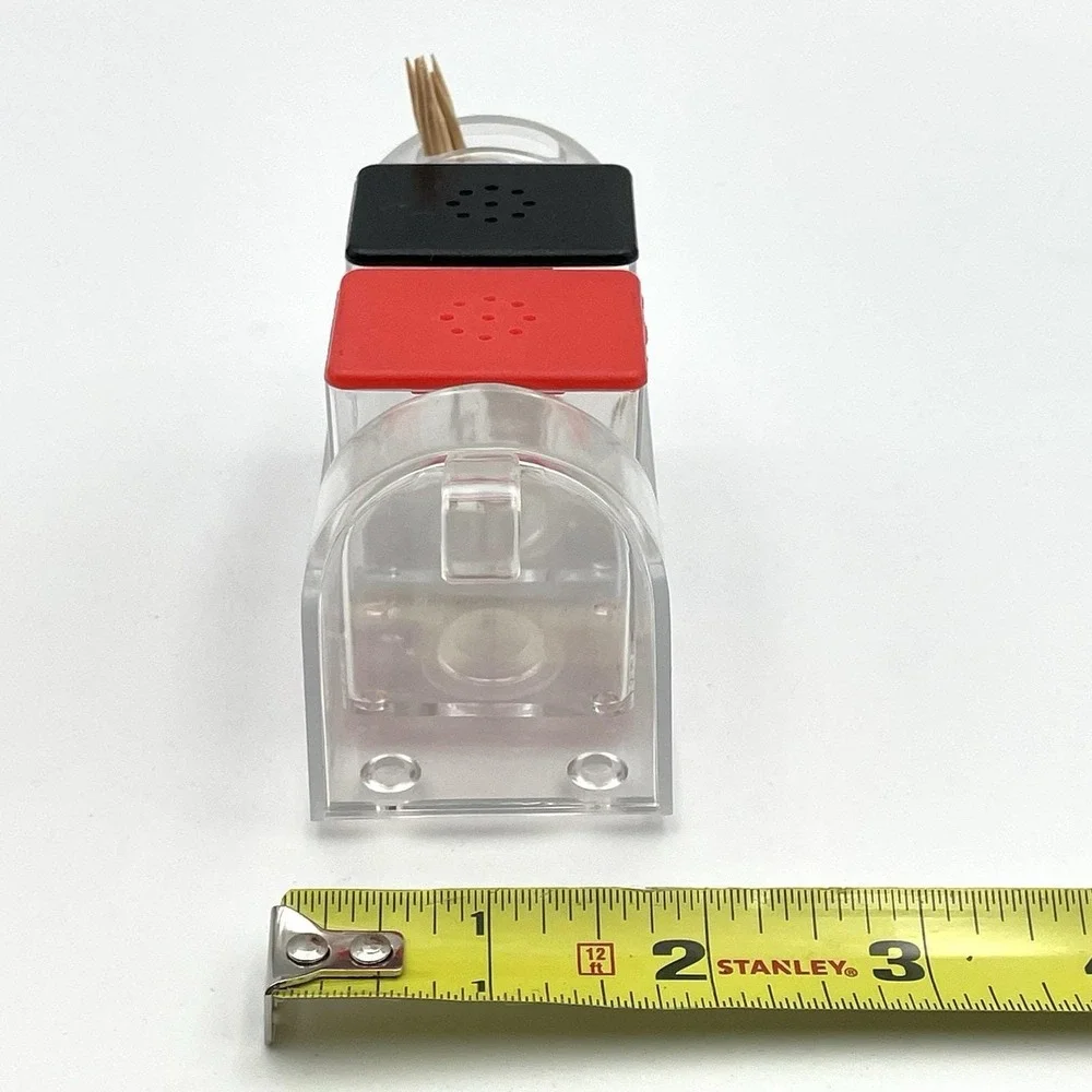 Vintage 1970s Clear‎ Plastic Mailbox Salt And Pepper Shakers Toothpick Holder